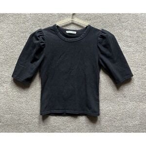 Reformation Jeans Womens‎ XS Black Top 3/4 Puff Sleeve Shirt Stretchy EUC